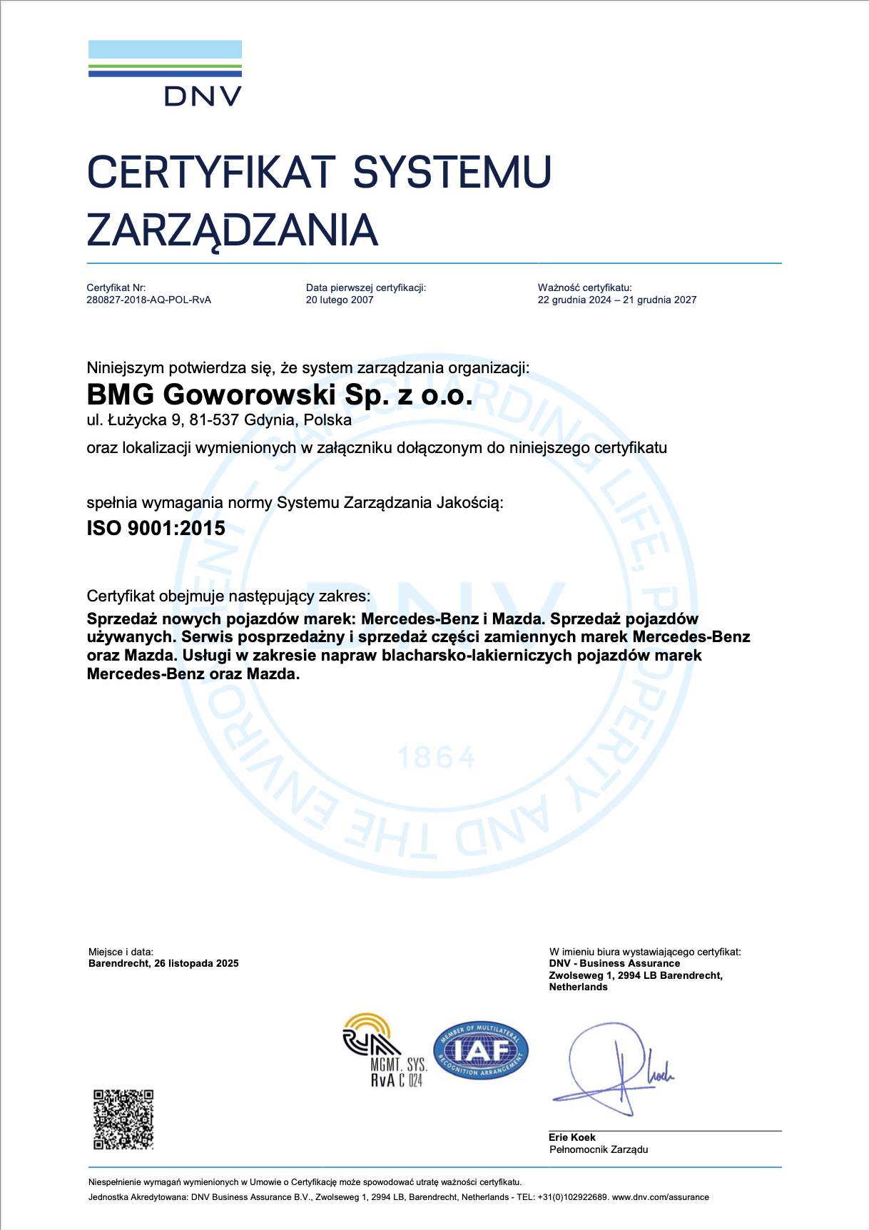 certyfikat ISO